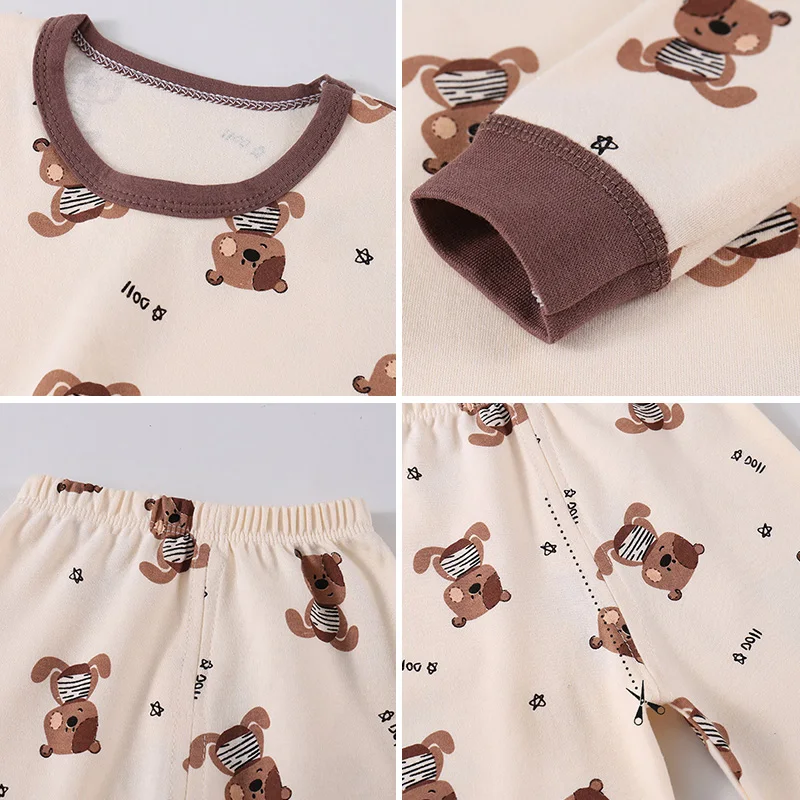 Kids Cotton Underwear Set 1-6 Years Spring Autumn Girls Cartoon Print Long-sleeved T-shirt & Pants 2-Piece Boys Casual Clothing view 6