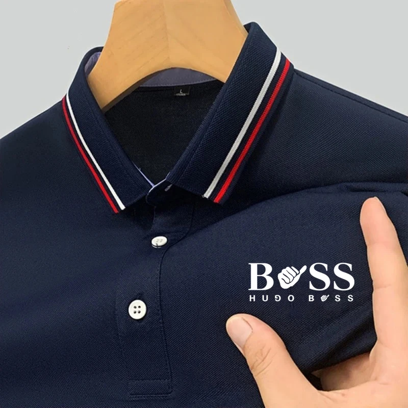 Men's casual short sleeved summer polo shirt, comfortable and breathable T-shirt, high quality, brand new