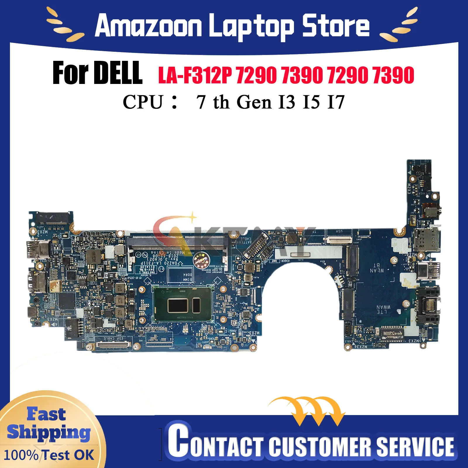 

0MXW44 0T46Y8 0N1RRT для Dell Latitude 7290 7390 LA-F311P, материнская плата для ноутбука с i5-8350U i7-8650U, материнская плата для ноутбука протестирована нормально
