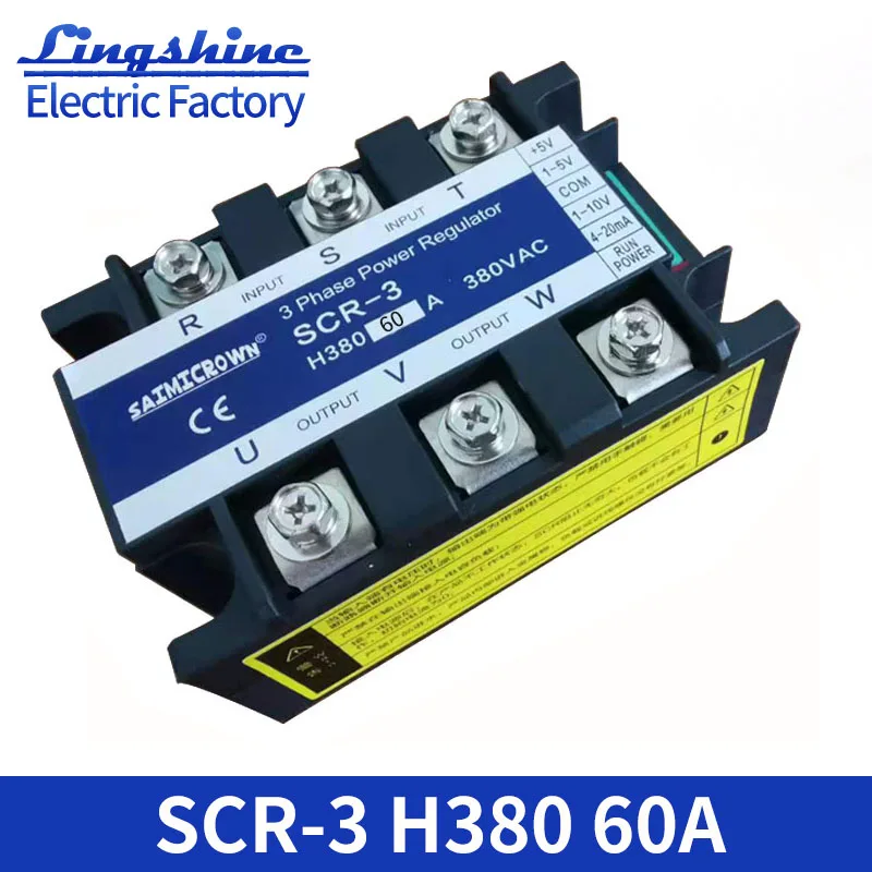 60A SCR-60A,Three Phase Voltage Regulator Power Controller Module  0-10V 4-20mA 1-5V Potentiometer Control