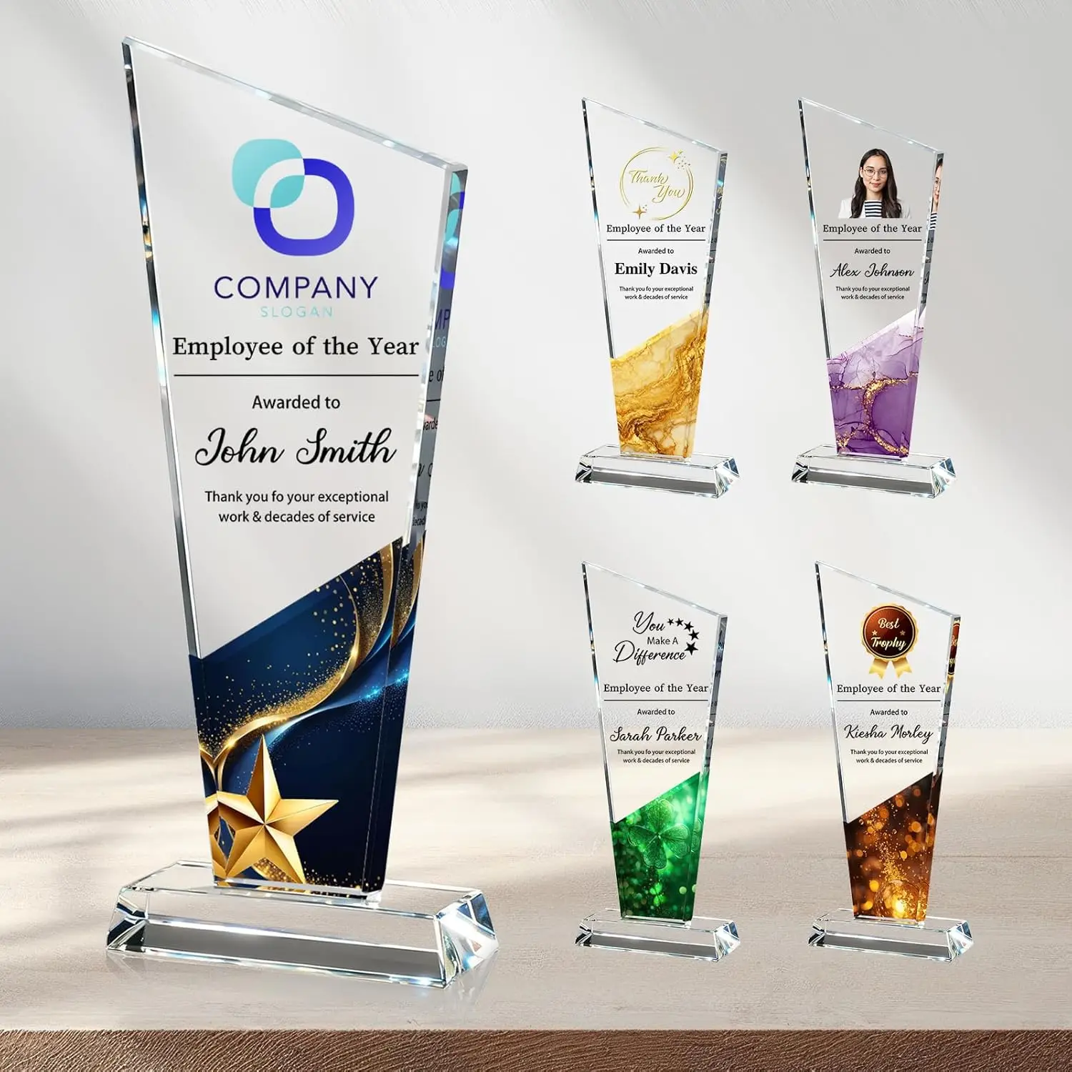 Custom Crystal Trophy Award Personalized Desktop Decoration Gifts for Corporate School Team Sports