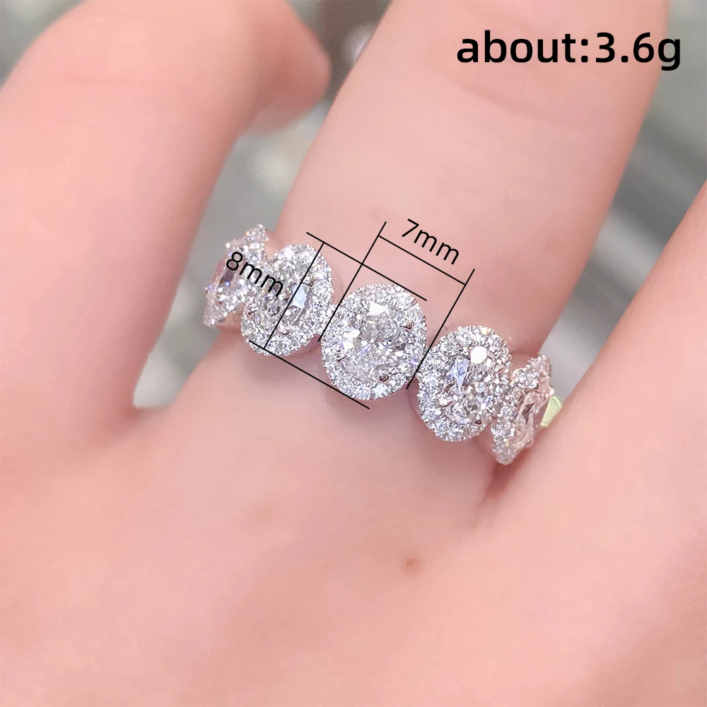 Huitan Exquisite Oval Cubic Zirconia Band Women\'s Rings for Engagement Wedding Accessories Luxury Silver Color Female Jewelry