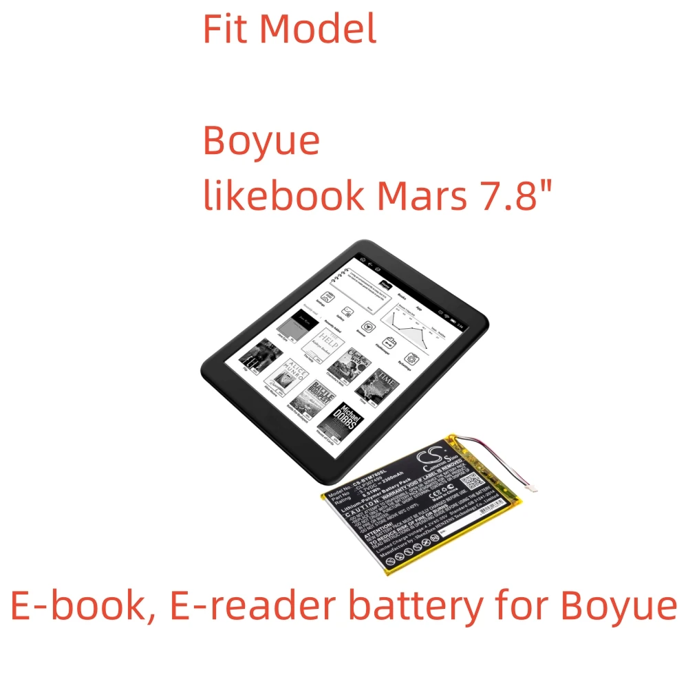 

Li-Polymer Rechargeable E-book/E-reader Battery for Boyue | 3.7V, 2300mAh | Compatible with Likebook Mars 7.8, CLP307499