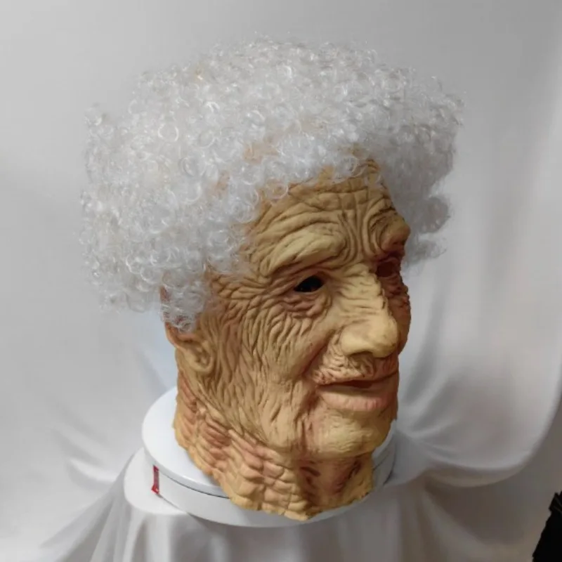 Vecchia donna maschera realistica spaventosa nonna maschera in lattice raccapricciante vecchi uomini antirughe parrucca costume cosplay puntelli maschere festa maschera di Halloween
