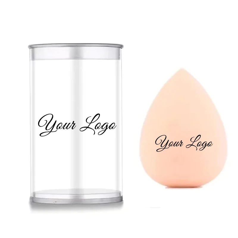 25pcs Custom Logo Beauty Egg Cosmetic Blender with box Customize Make Up Private Label Latex Free Clear Box Makeup Sponge