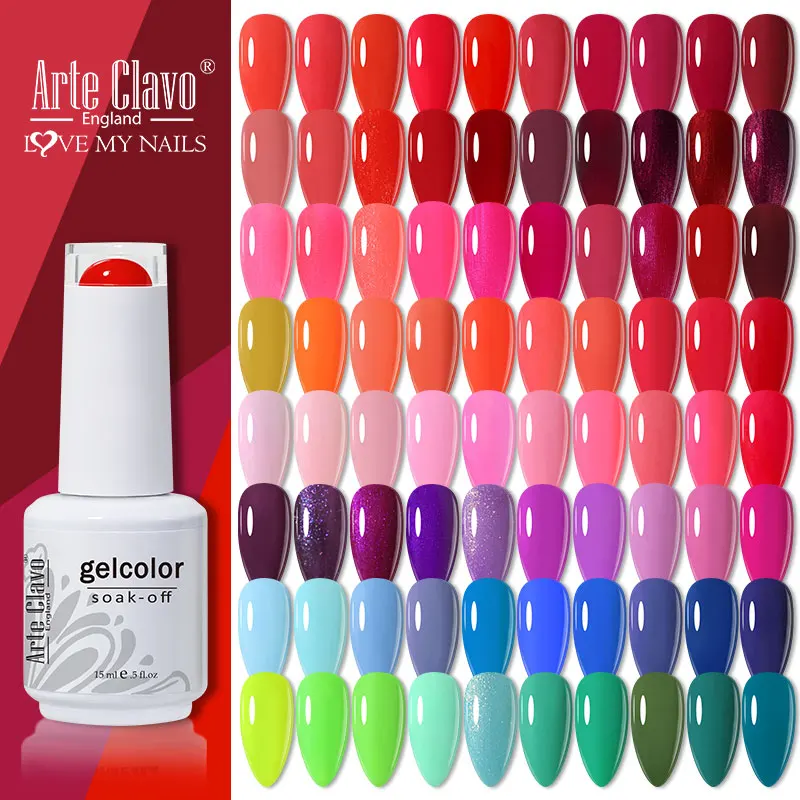 Arte Clavo Red Series Nail Polish Party Colors Gel Varnishes All For Nails Soak Off UV LED Semi Permanent Nail Art Remover Gel