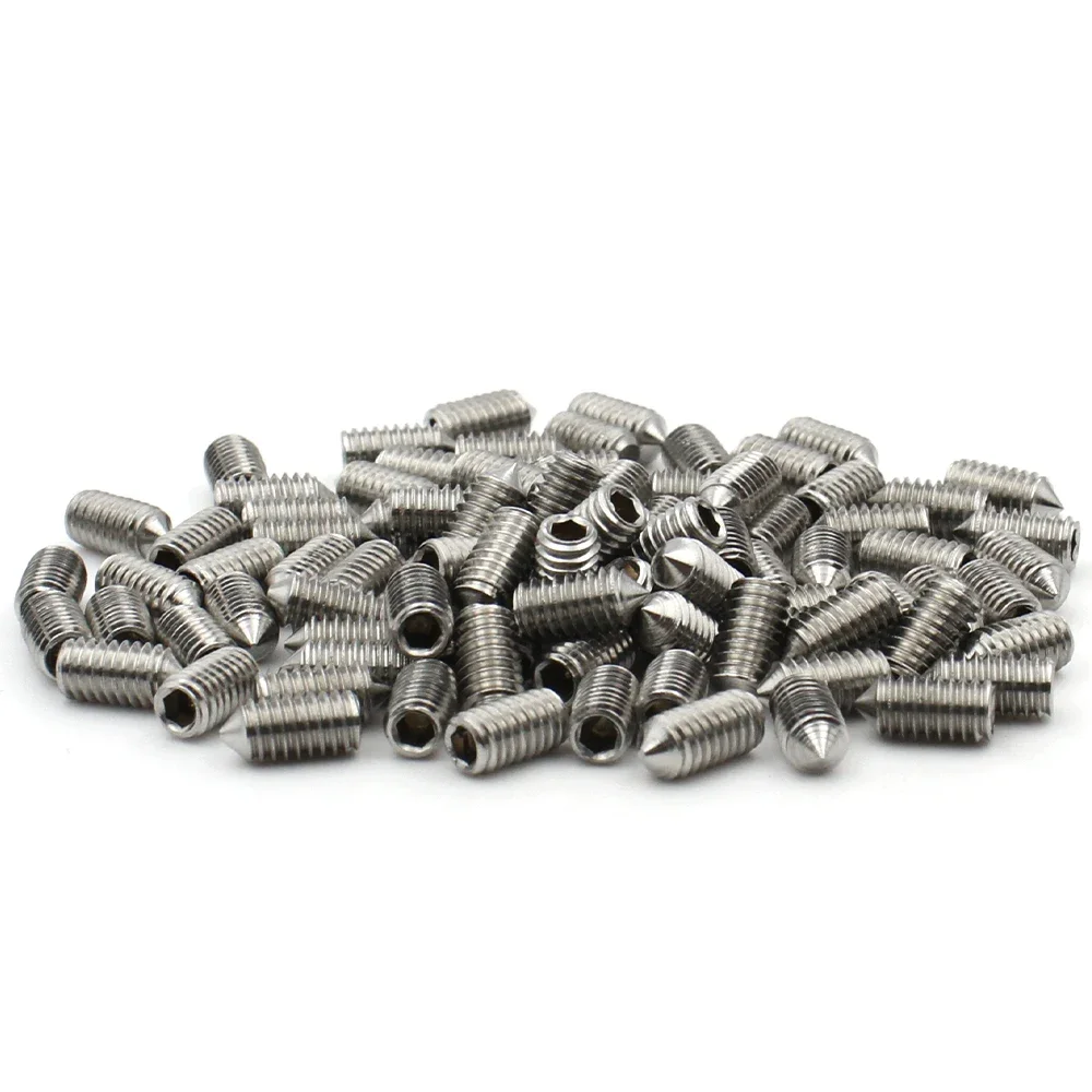 10/pcs DIN914 304 Stainless Steel Hex Hexagon Socket Set Screws Cone Point Grub Screw M2 M2.5 M3 M4 M5 M6 M8 M10 M12