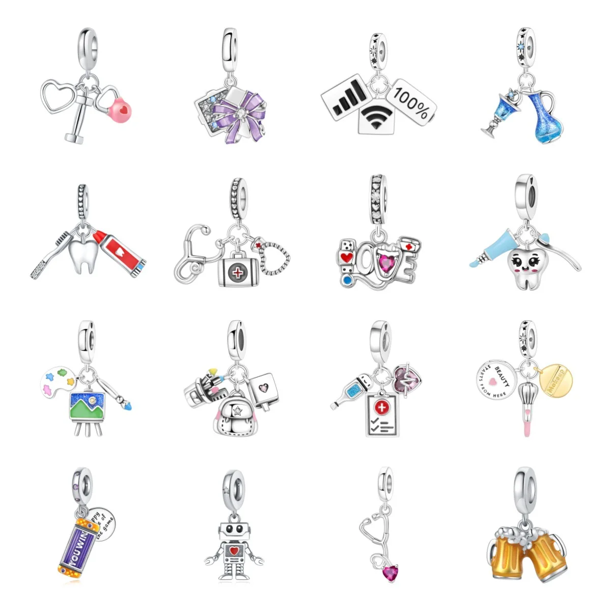 Charms stethoscope first aid kit nurse cap tooth pendant bracelet accessories  TK bestseller