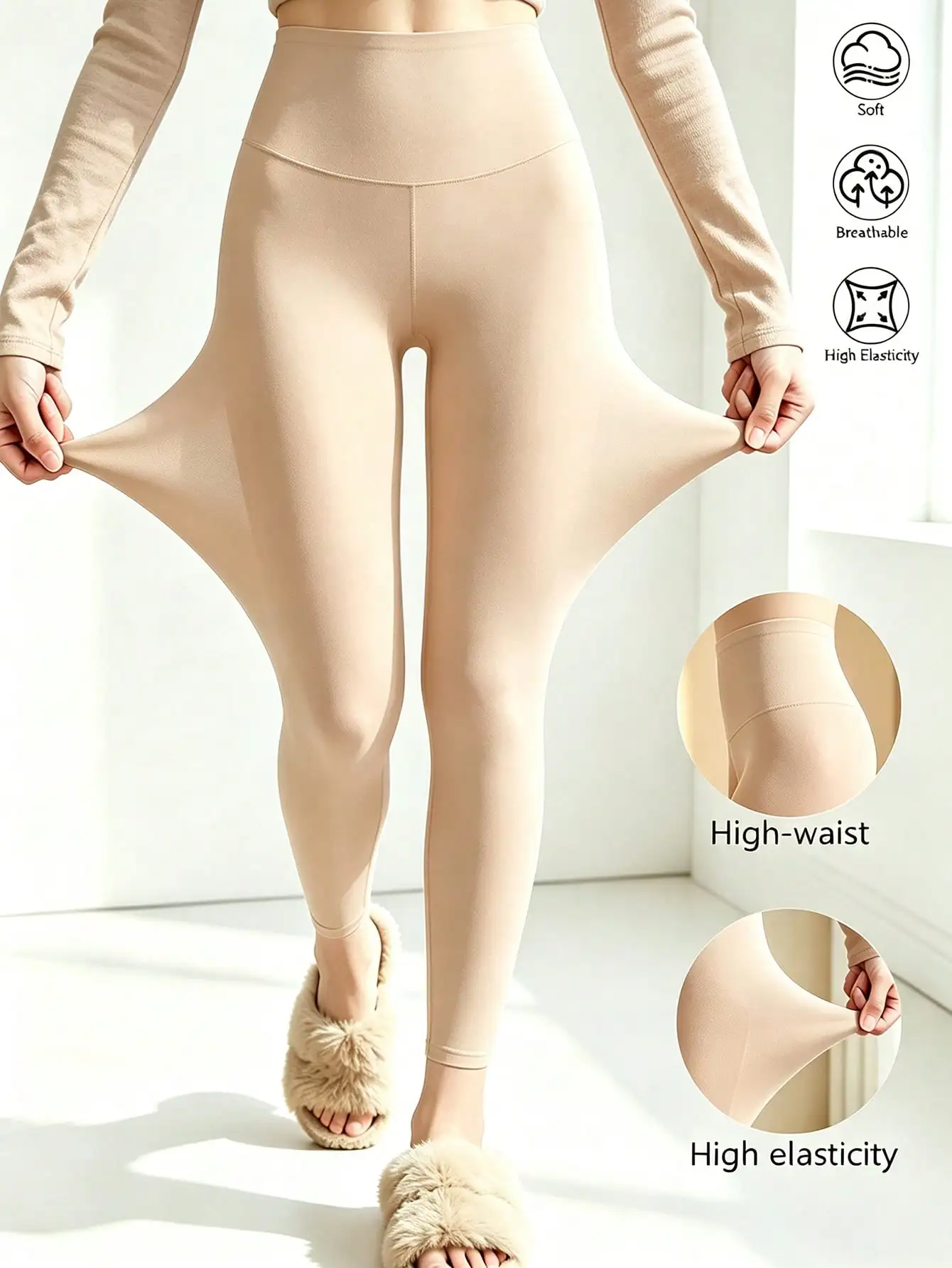 New High-waisted Stretchable Milk Silk Fabric Base Pants Casual And Daily Wear Versatile And Form-fitting Nine-inch Length Pants