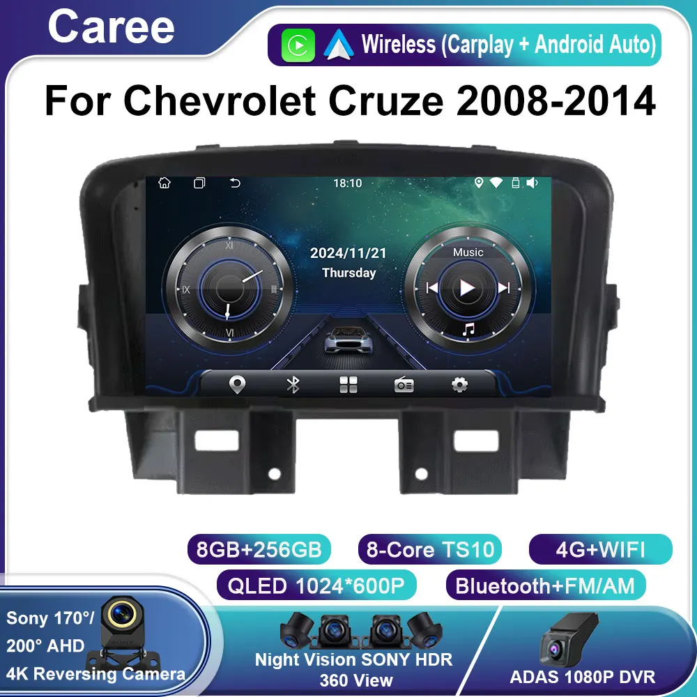 

Android 14 Car For Chevrolet Cruze 2008-2014 Car Radio Video Player Multimedia GPS QLED Carplay Auto BT RDS Navigation Built-in