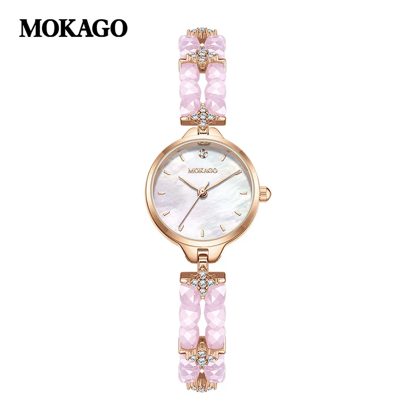 Luxury Women's Quartz Watch Vintage Stretch Jewelry Clasp Bracelet High-End Style Mother-of-Pearl Dial Fashion Dress WristWatch
