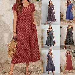 Women's Dresses Robe Vestido Midi Нарядное Винтажное Платье Faldas Largas Frocks For Women Vestidos De Mujer Casual Verano