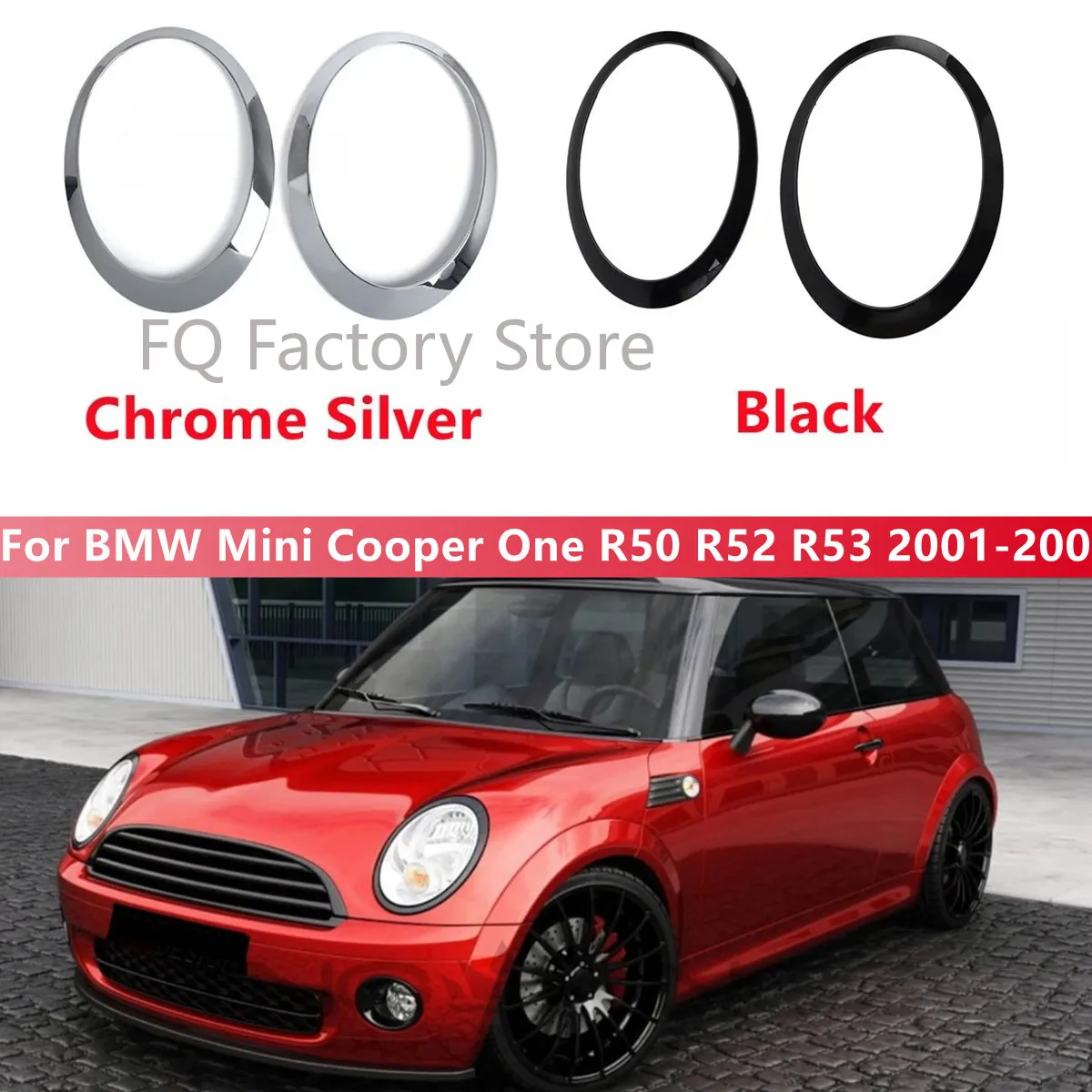 

Накладка на кольцо на раму фар автомобиля для BMW Mini Cooper R50 R52 R53 2001-2006 63126917835, 63126917836 Накладка на фару