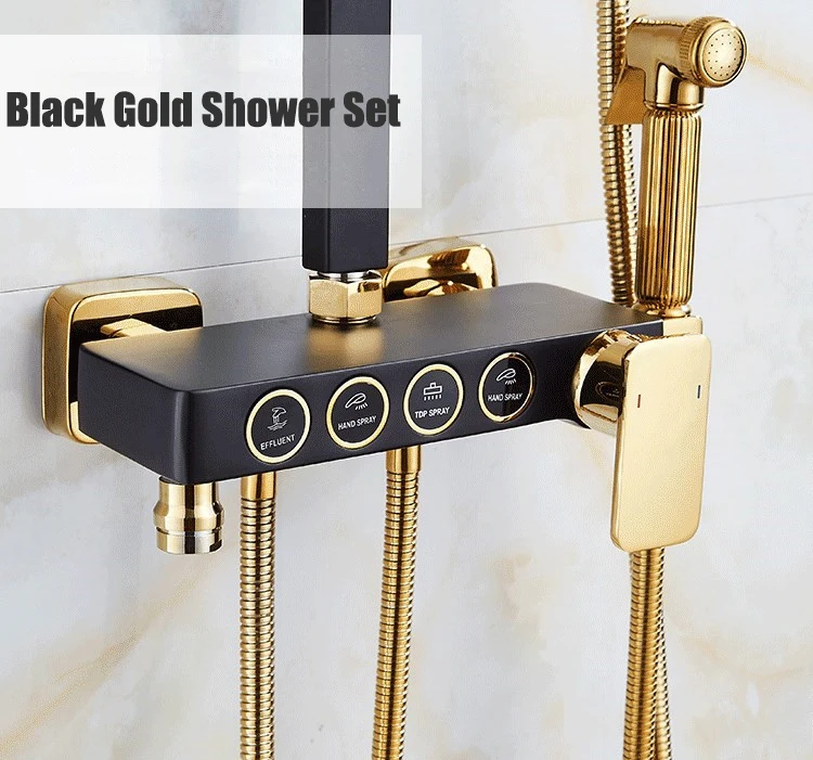 Hot Cold Bathroom Shower System Quality Brass Bathroom Mixer Faucet 12 Inch Rain Shower Head Thermostatic Bathroom Shower Set