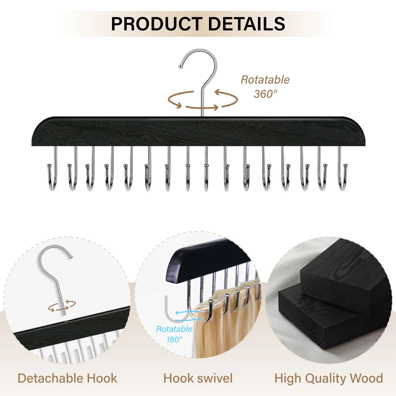 16Hooks Hair Extension Hanger Hair Extension Holder Salon Barber Hair Extension Rack For Hair Storage Washing/Drying/Styling