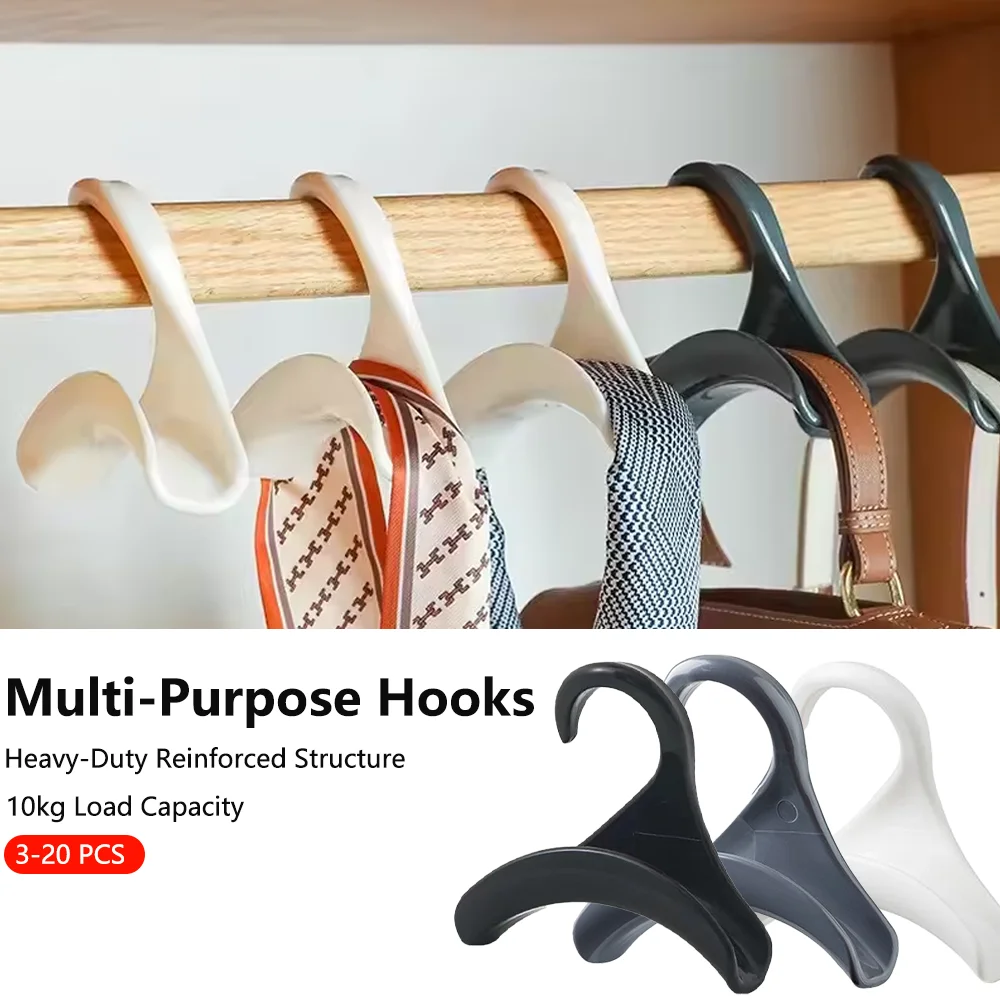3-20pcs Widen Plastics Hanger Connection Hook Stackable Space Saving Storage Multifunctional Bag and Hat Hanging Rack