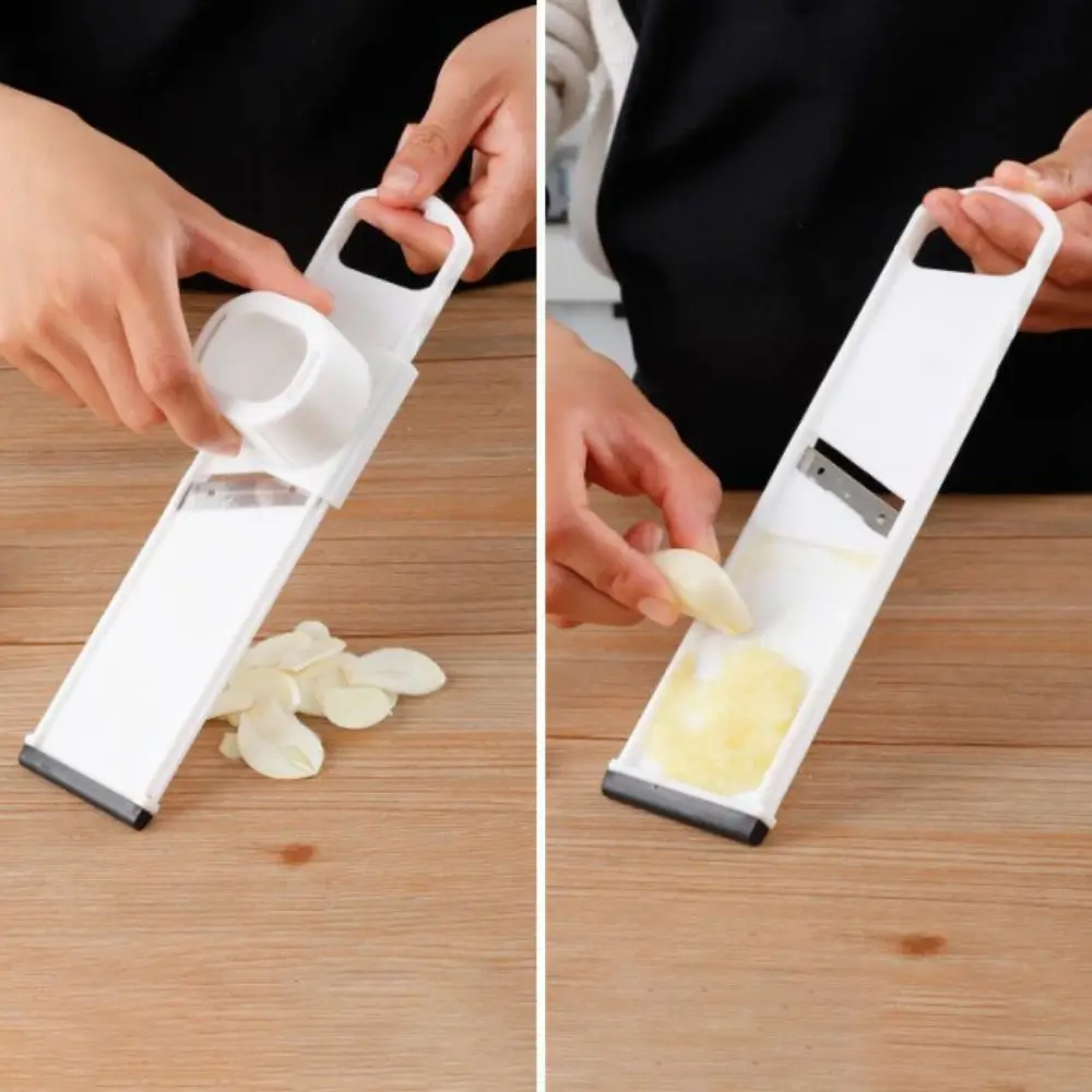 Household 2 in 1 Garlic Slicer with Hand Protector Double-Sided Use Garlic Chopper Mini Non-slip Base Vegetable Shredder Home