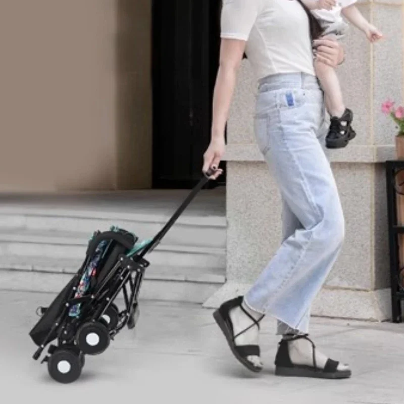 Can sit and lie down baby stroller, lightweight folding pocket stroller, kid stroller, skidding children\'s umbrella car