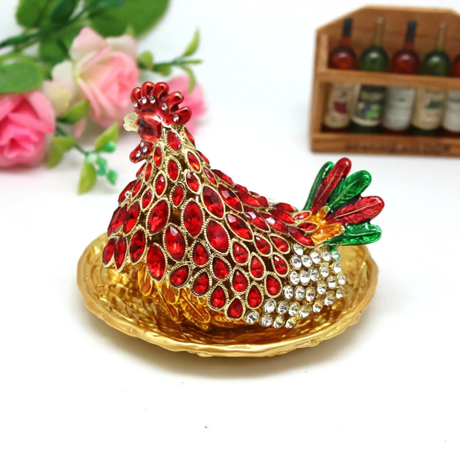 

Chicken Figurine Jewelry Box Trinket Box Hen Style Decorative Desktop Keepsake