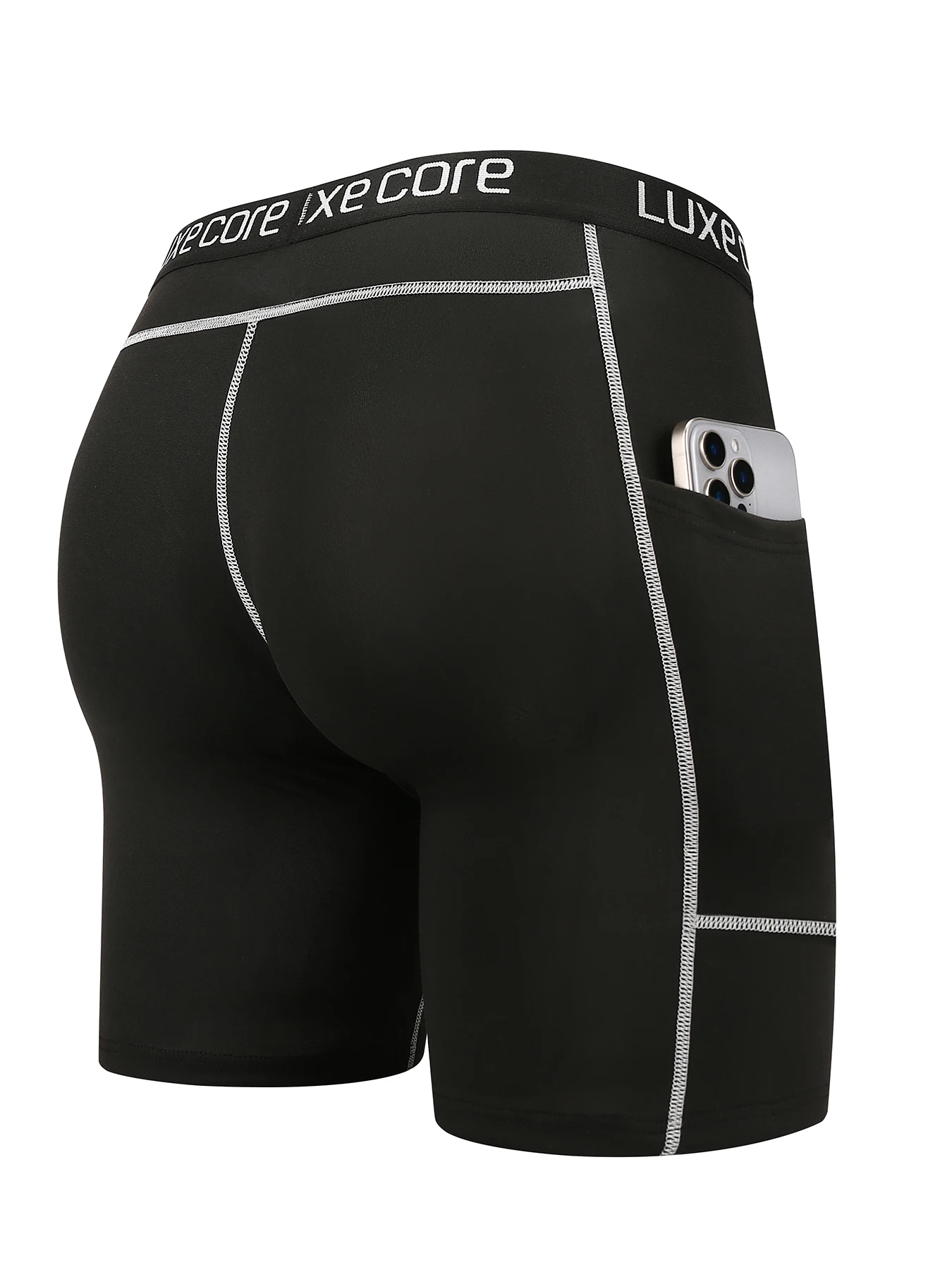 Men Sports Fitness Underpant Sports Tight Fitting Elastic Quick Drying Pocket Pant Basketball Training Outdoor Cycling Short