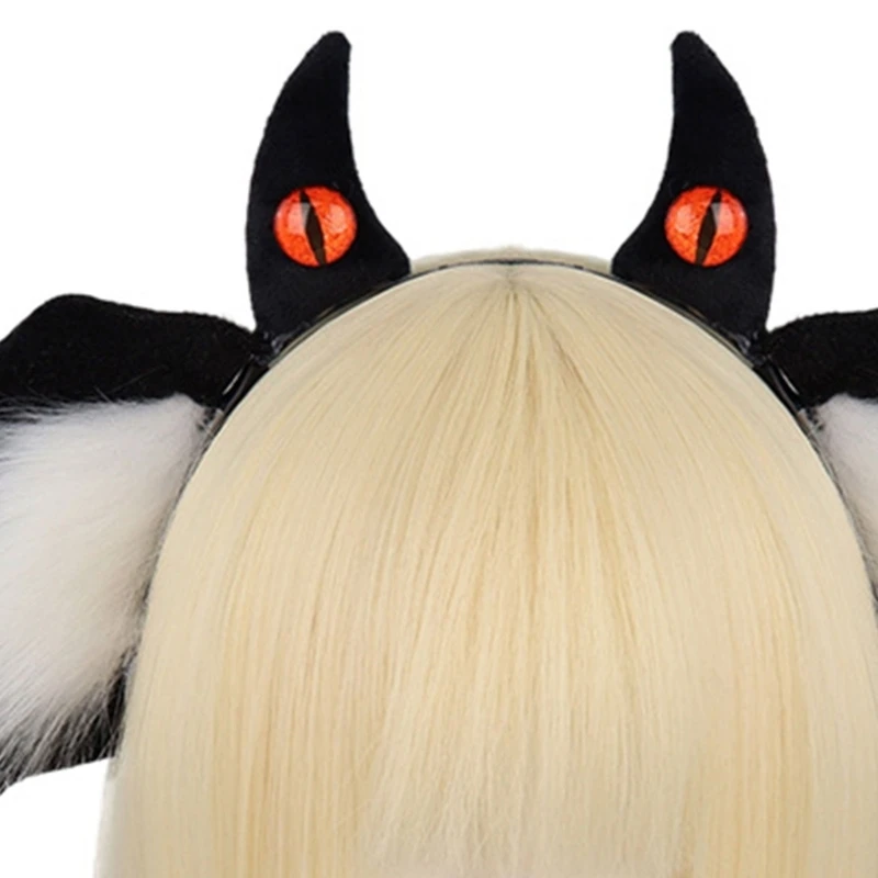 Handmade Plush Bat Ear Headbands Soft Fuzzy Hair Accessory For Kids Halloween Costume Party Dressing up