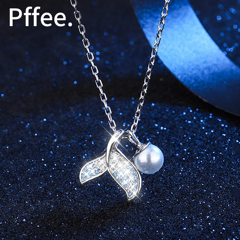 

925 Sterling Silver Real Certified Jewelry Luxury Woman Pearl Necklace Whale Charm Women Pendant Chain Necklaces Female Gift