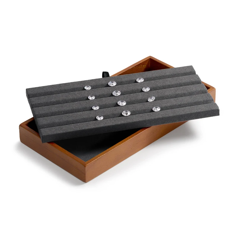 Oirlv Wooden Jewelry Display Set Solid Wood Gems Display Tray Necklace Bust Ring Display Stand Wooden Jewelry Displays Flat Tray