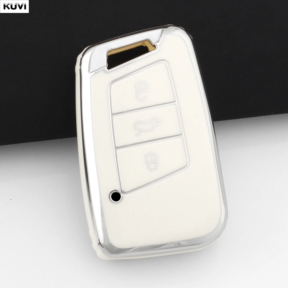 حافظة مفاتيح ذكية عن بعد للسيارة من مادة البولي يوريثان غطاء لسيارة VW Volkswagen Magotan Passat B8 Skoda Superb Kodiaq A7 ملحقات فوب
