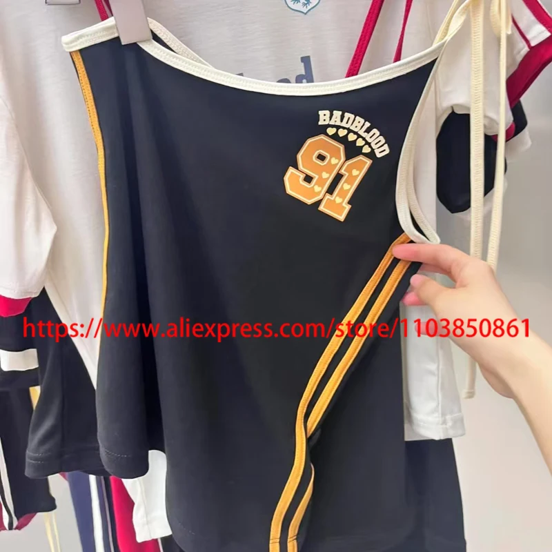

25ss летние топы с лямкой на шее Badblood High Street, дизайн с наклонными плечами, горячие сексуальные модные жилеты на бретельках Badblood