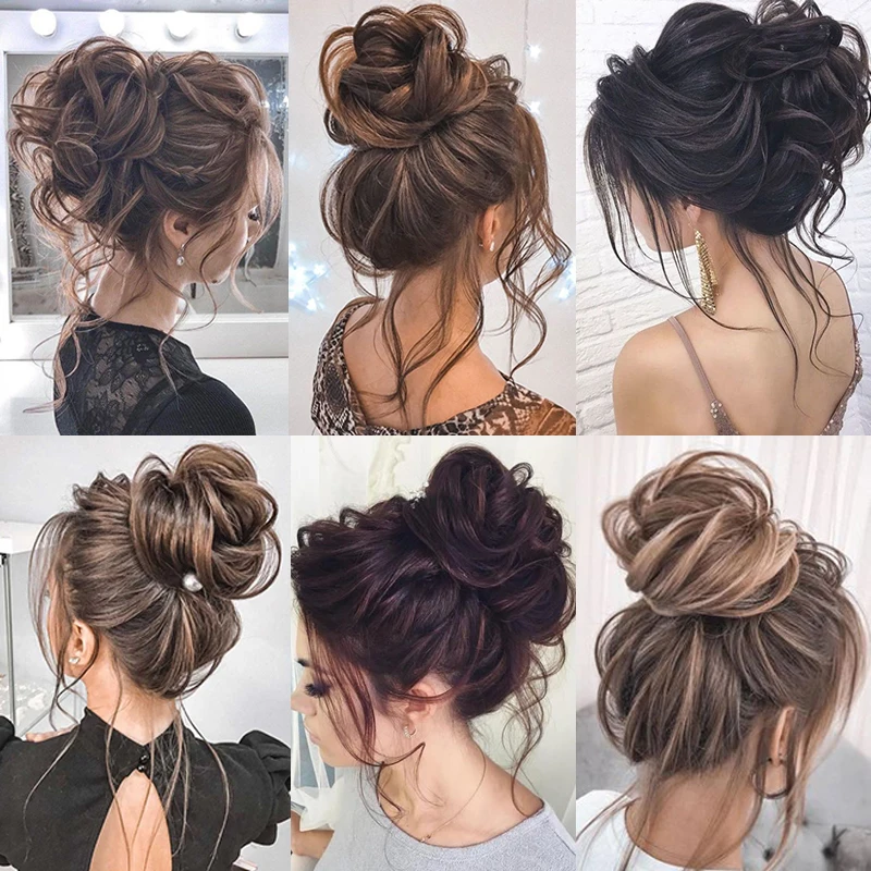 Manwei Synthetisch Krullend Donut Chignon Met Elastische Band Scrunchies Messy Bun Updo Haarstukken Extensions Voor Vrouwen