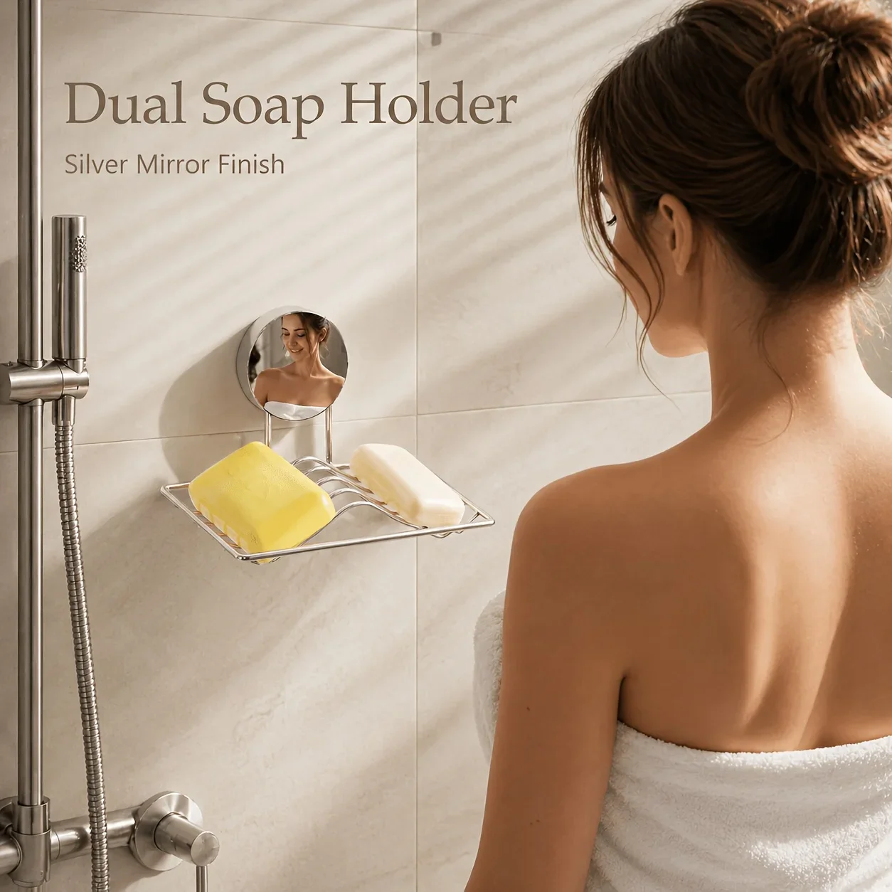 Multi-use Suction Cups Dual Soap Holder Storages Stainless Steel Durable Wall Mounted Soap Dish Bathroom Kitchen Organizer Tools