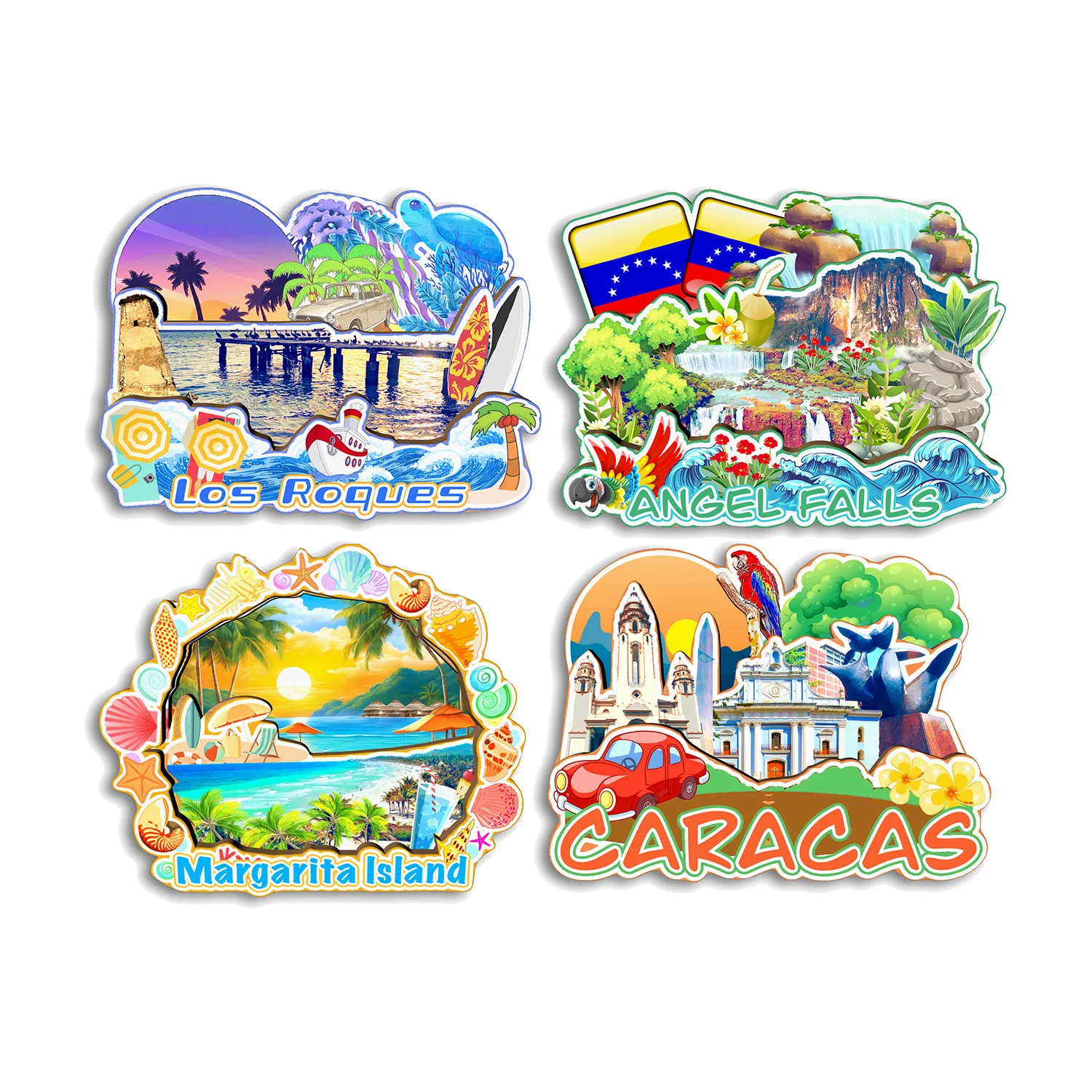 

Caracas Margarita Island Angel Falls Los Roques Venezuela Fridge Magnet Travel Souvenir Gift Handmade