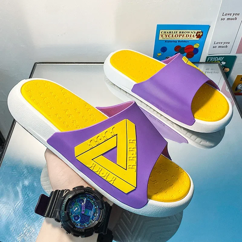 

Модные шлепанцы, летние тапочки, нескользящая мужская домашняя обувь, удобные пляжные сандалии на плоской подошве для мужчин, chanclas de hombre