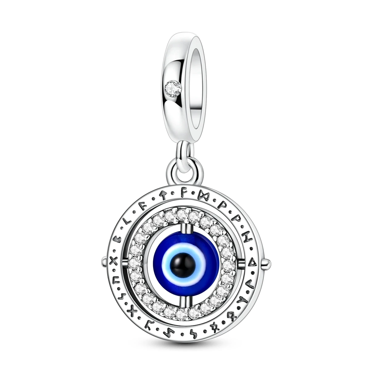925 Sterling Silver Evil Eye Compass Dangle Charm Bead Blue Enamel DIY Bracelet Bead Charm for Women Lucky Amulet Jewelry Gift