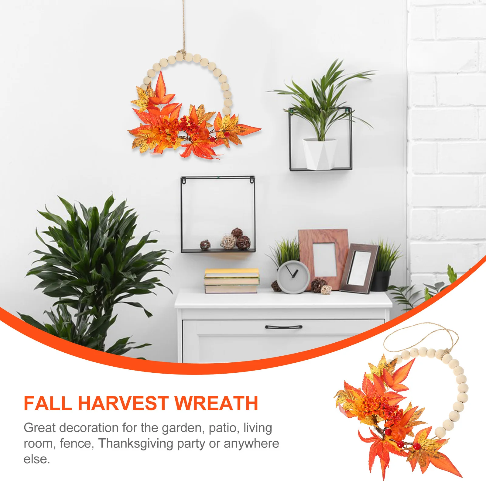 

Autumn Artificial Pumpkin Maple Leaves Wreath Door Hanging Thanksgiving Decoration Fall Harvest Wreath Hanging Ornament