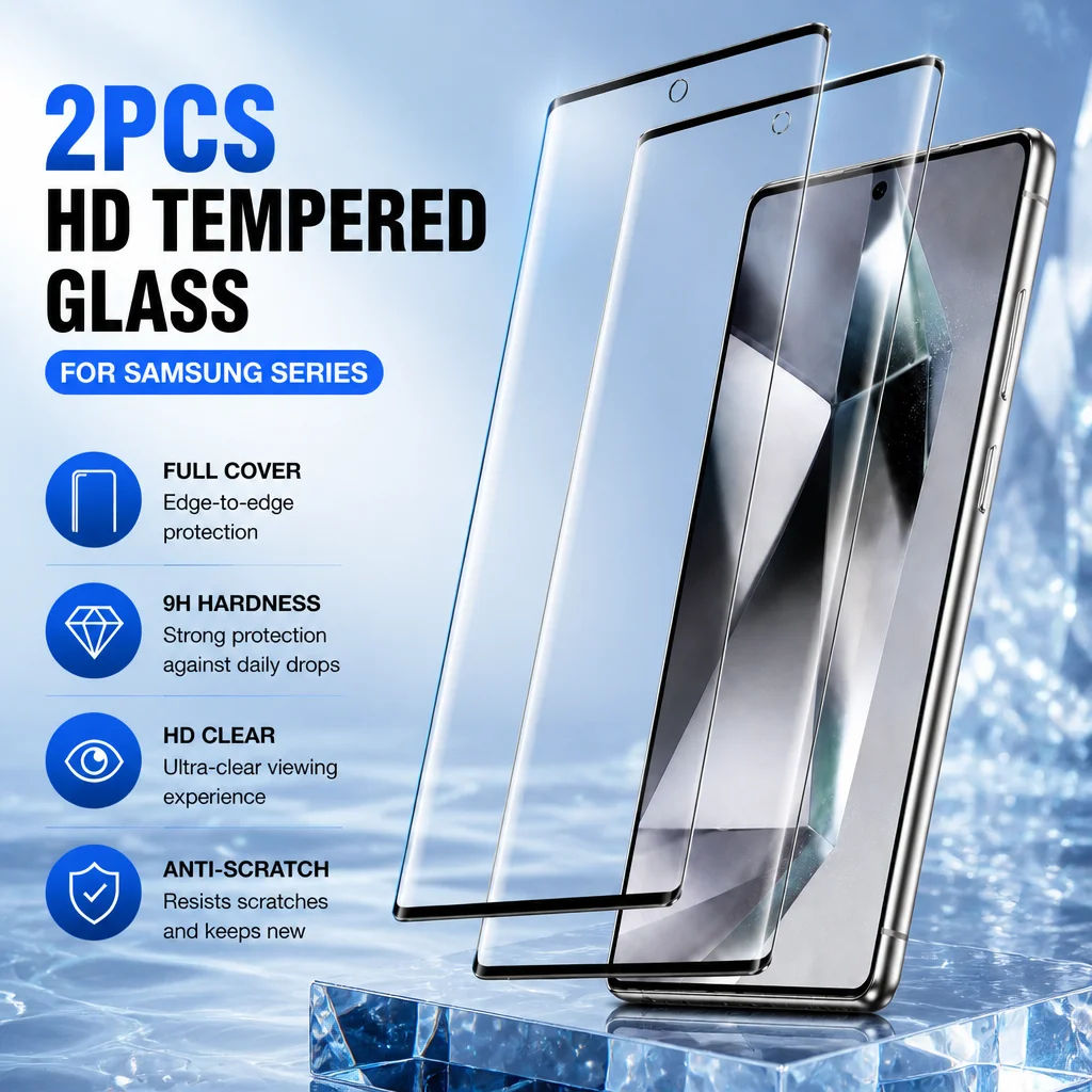 2PCS Tempered Glass For Samsung Galaxy Note20 Ultra S26Plus S25 S24+ S23Ultra S22 S21 S20Ultra S10+ S9+ Smooth Touch Protector