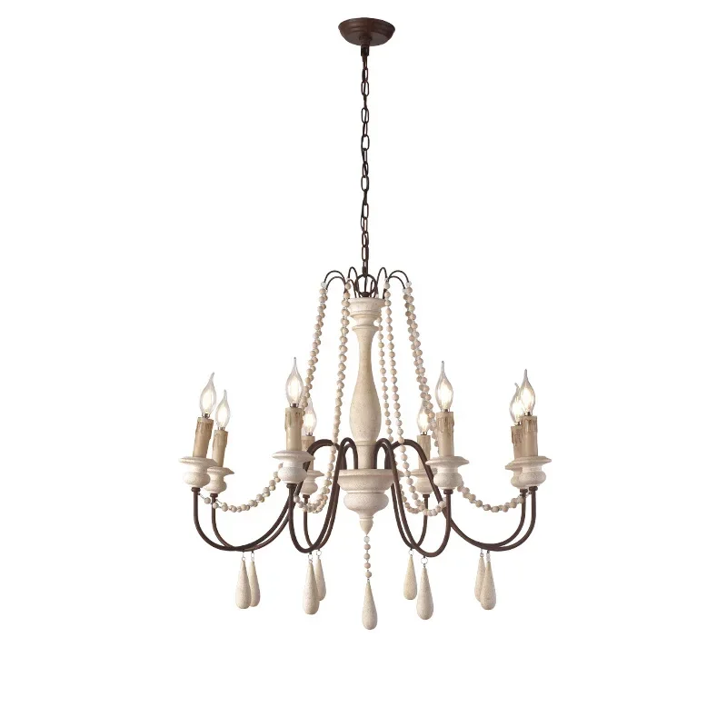Creative American country French pastoral wood chandelier, living room dining room bedroom clothing store bed and breakfast
