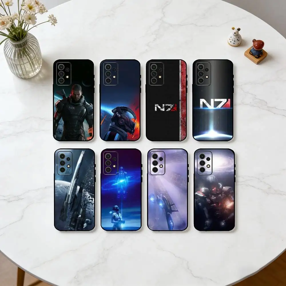 M-Mass Effect Phone Case Black Silicone Soft For Samsung S25,S24,S21,S22,S23,S30,Ultra,S20,Plus,Fe,Lite