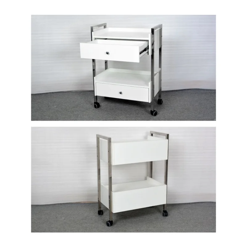 Durable High Quality 4 Rollers Easy To Move MDF Board With Drawers Beauty Salon Trolley