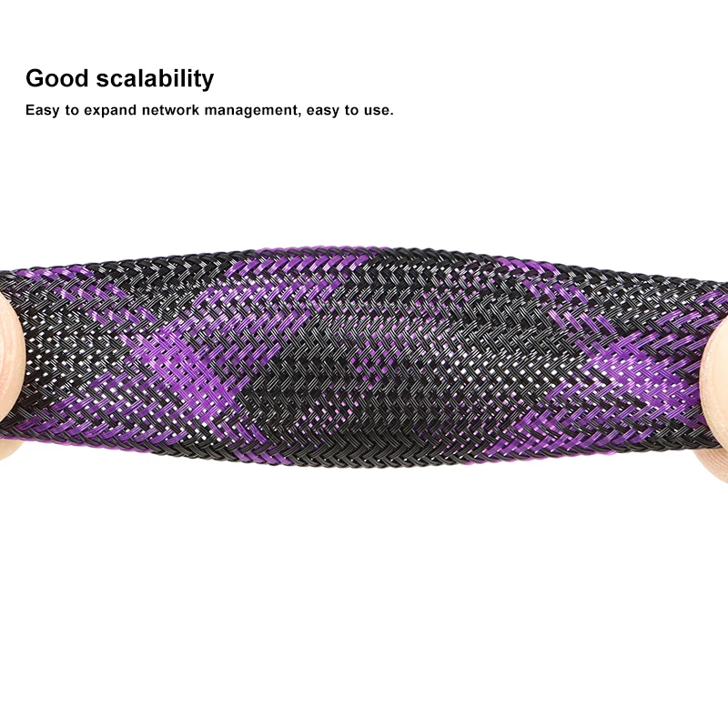 1~50m PET Expandable Cable Sleeve Black Purple 2mm - 16mm High Density Nylon Braided Mesh Tube Wire Insulated Sheath Sleeving