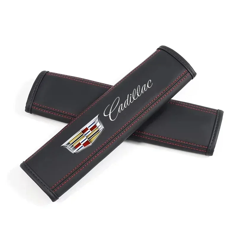 2PCS Cadillac Escalade CT5 CT6 XT5 CTS XTS ATS SRX STS Logo Printed Car Seat Belt Shoulder Pads Auto Interior Accessories