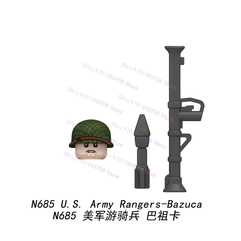 N683-688 軍事戦争 MOC 陸軍レンジャーズアーマーヘルメットアクセサリーレンガモデル人形アクションフィギュアおもちゃ子供のためのギフト