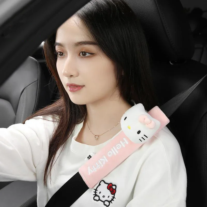 Miniso Cartoon Sanrio Car Seat Belt Protector Hello Kittys Accessories Cute Anime Shoulder Protector Fuse Cover Toys Girls Gift