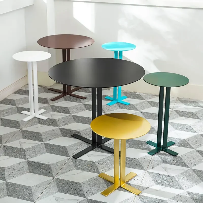 Modern minimalist dopamine metallic sofa side table small apartment living room tea time