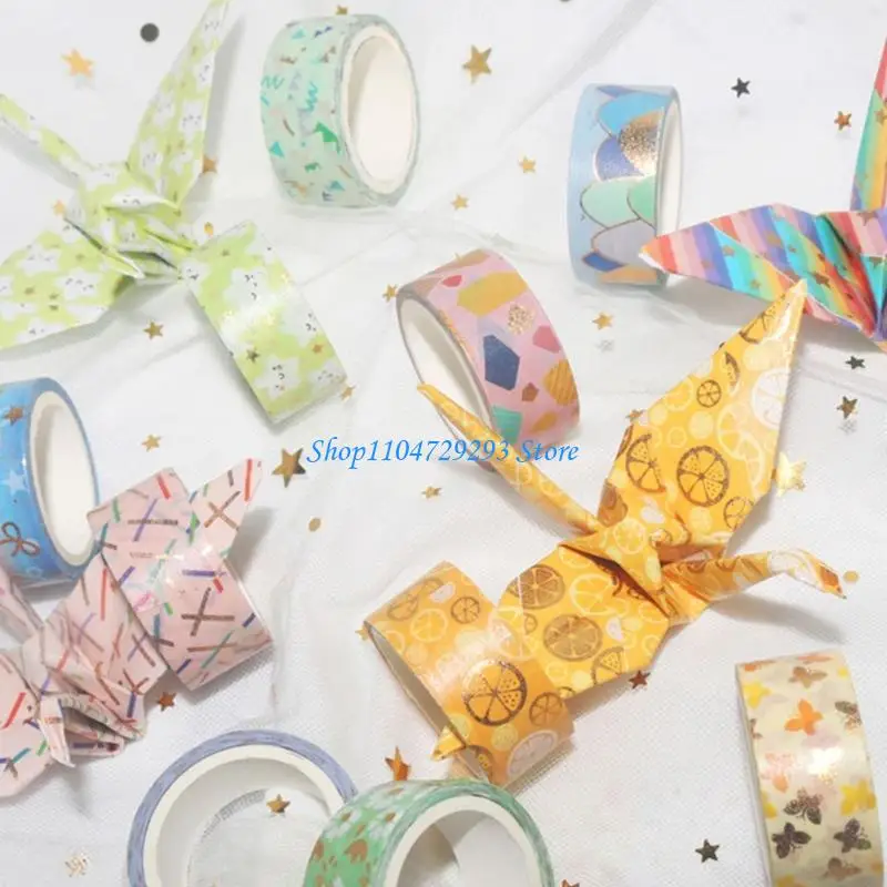 Y2GD 6 لفات شريط لاصق لاصق مزخرف لصناعة بطاقات قصاصات المجلات #4