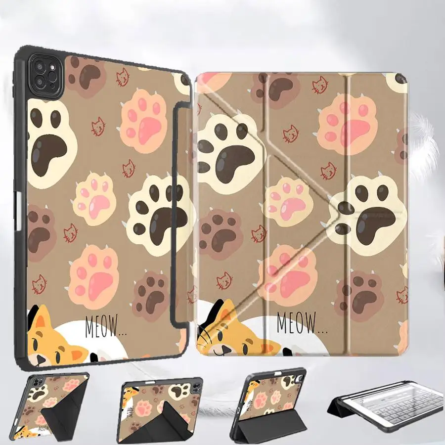 

Holder Cover Tablet Case For iPad Air 4 5 M3 M2 M4 11inch Mini 6 7 Pro 2025 Pro 11th 10th 9th 8th 7th 12.9inch Cute Cat Paws