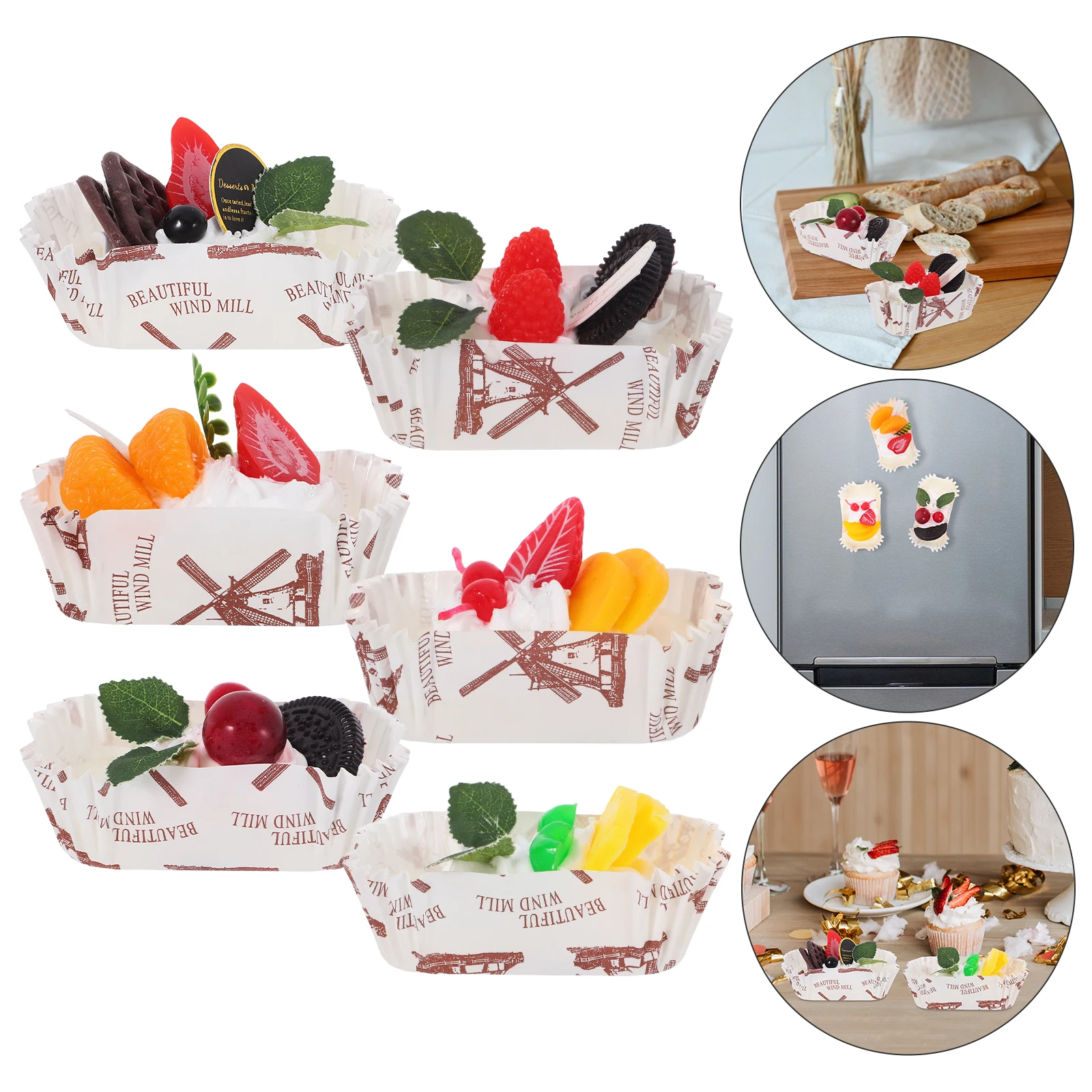 

6 Pcs Cupcake Decorating Bakery Toys Other Simulated Food Fake Dessert Decorations