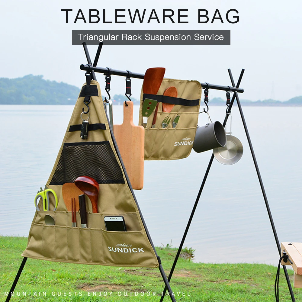 Outdoor Camping Storage Bag Versatile Multi-Pocket Storage Container Storage Bag Organizer Picnic Fishing Triangle Storage Bag