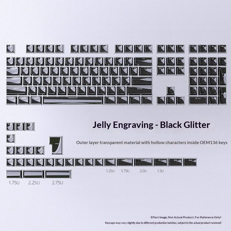 Jelly black engraved keycap 0EM small full set 136 key PC transparent magnetic axis keyboard
