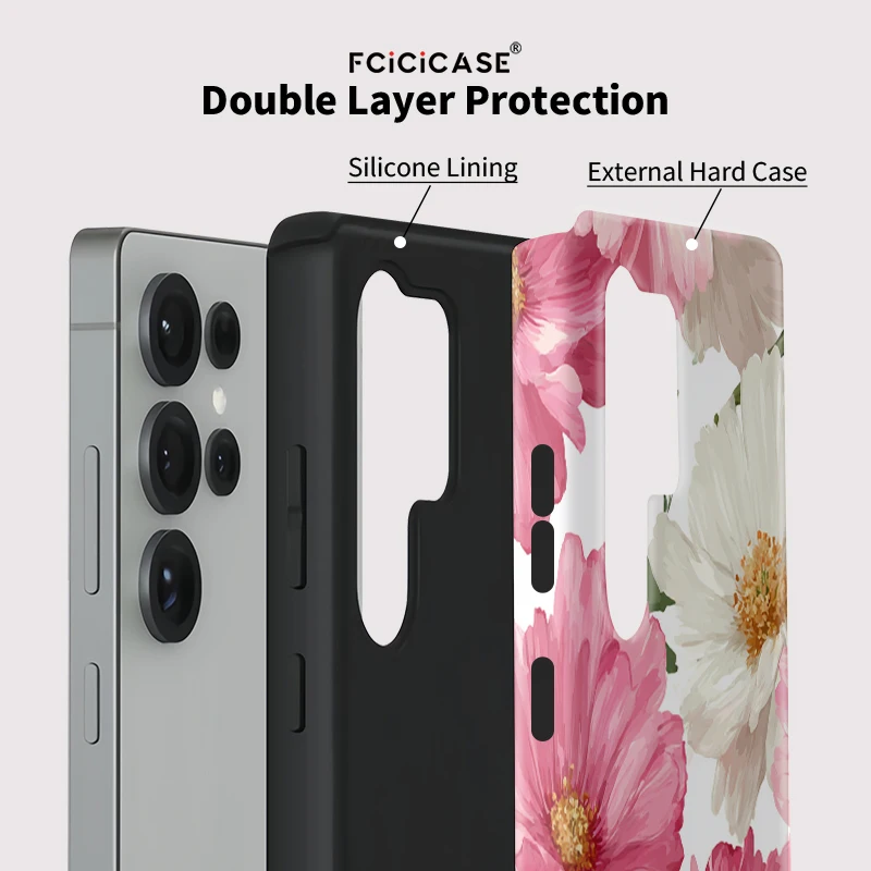 Чехол для телефона Fcicicase для Samsung Galaxy A16 A26 A36 A56 S25 Ultra S24 Plus S23+ S20 FE, противоударный матовый чехол с цветочной росписью